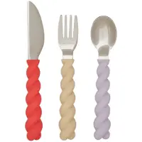 OYOY Besteck - Silikon - 3 Teile - Mellow Besteck - Lavender/Van - - One Size - Kinderbesteck