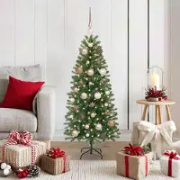 vidaXL Hochwertigen Möbel Künstlicher Weihnachtsbaum mit 150 LEDs Grün 120 cm PE und PVC - 4256067