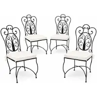Marrakesch Orient & Mediterran Interior 4er Set Mediterraner Gartenstuhl Cordoba aus Eisen in Schwarz 105 cm