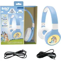 Lexibook Bluey 2-in-1 Bluetooth- und Kabelkopfhörer für Kinder, faltbar, verstellbar, kindersicher bis 85 dB, mit Mikrofon und Lautstärkeregelung, bequem