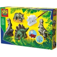 SES Creative Dinosaurier Gipsfiguren Set zum Bemalen, Wiederverwendbare Formen, Abwaschbare Farbe, 5+ Jahre, Hobby Blue