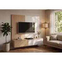 ASM-Moebel Wohnwand Anbauwand Wohnzimmer Schrankwand NOIR I DCMW mit Push - Click System