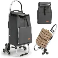 Sekey 50L Aluminium Einkaufstrolley Klappbar Treppensteiger mit Kühlfach Grau