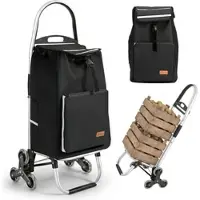 Sekey 50L Aluminium Einkaufstrolley Klappbar Treppensteiger mit Kühlfach Schwarz