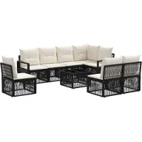 vidaXL Gartensofa-set 9 Stk. Schwarz Poly-Rattan