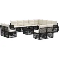 vidaXL Gartensofa-set 13 pcs Schwarz und Cremeweiß Poly-Rattan