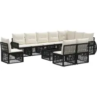 vidaXL Gartensofa-set 11 pcs Schwarz und Cremeweiß Poly-Rattan