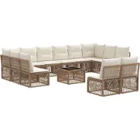 vidaXL Gartensofa-set 13 Stk. Beige Poly-Rattan
