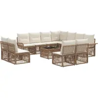 vidaXL Gartensofa-set 12 pcs Beige Poly-Rattan
