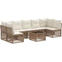 vidaXL Gartensofa-set 8 pcs Beige Poly-Rattan