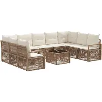 vidaXL Gartensofa-set 10 pcs Beige Poly-Rattan