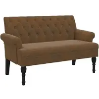 Décoshop26 - Bank mit gepolsterter Rückenlehne 120 x 62 x 75,5 cm braunes PVC in Wildlederoptik DEC024653