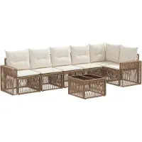 vidaXL Gartensofa-set 7 pcs Beige und Cremeweiß Poly-Rattan
