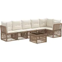 vidaXL Gartensofa-set 7 pcs Beige Poly-Rattan