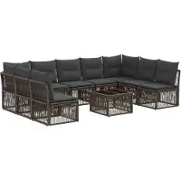 vidaXL Gartensofa-set 10 pcs Grau Poly-Rattan