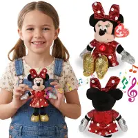 Disney TY Minnie Mouse Plüschtier mit Sound, BEANIE BABIES Sparkle Kuscheltier, sensorisches Spielzeug 20 cm