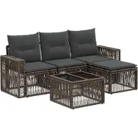 vidaXL Gartensofa-set 5 pcs Grau und Dunkelgrau Poly-Rattan