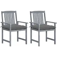 vidaXL Schlichtes Gartenstühle mit Kissen 2 Stk. Grau Massivholz Akazie - 1808467