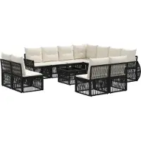 vidaXL Gartensofa-set 12 pcs Schwarz und Cremeweiß Poly-Rattan
