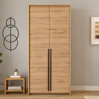 Beautysofa | Drehtürenschrank GIANA 100 cm Moderne Garderobenschrank mit 2 Türen, Eiche