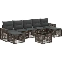 vidaXL Gartensofa-set 8 pcs Grau und Dunkelgrau Poly-Rattan