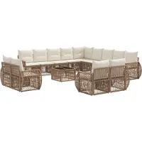 vidaXL Gartensofa-set 14 pcs Beige und Cremeweiß Poly-Rattan