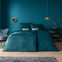 Estella Mako Interlock Jersey Bettwäsche Pippa petrol 160x210 cm + 65x100 cm - blau;grün
