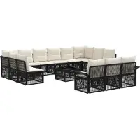 vidaXL Gartensofa-set 14 pcs Schwarz Poly-Rattan