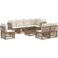 vidaXL Gartensofa-set 9 pcs Beige Poly-Rattan