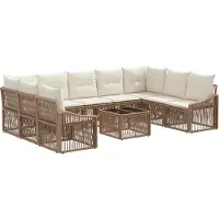 vidaXL Gartensofa-set 10 pcs Beige Poly-Rattan