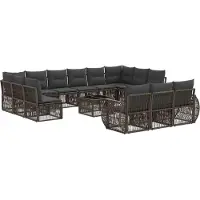 vidaXL Gartensofa-set 14 pcs Grau und Dunkelgrau Poly-Rattan