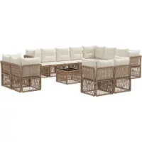 vidaXL Gartensofa-set 13 pcs Beige Poly-Rattan