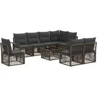 vidaXL Gartensofa-set 9 pcs Grau Poly-Rattan