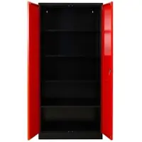 Proregal Stahlschrank BEE mit 7 lackierten Fachböden | HxBxT 195x92x42cm | Schwarz-Rot | Werkstattschrank Werkzeugschrank Aktenschrank