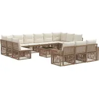 vidaXL Gartensofa-set 14 pcs Beige und Cremeweiß Poly-Rattan