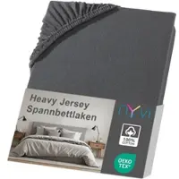 NYVI Spannbettlaken DreamScience Heavy Jersey - Spannbetttuch, Formstabil, 160g/m2, Rundum-Gummizug, Bügelfrei Farbe:anthrazit;Größe:140 - 160x220 + 40 cm Boxspringbett
