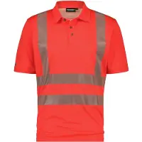 Dassy Brandon Warnschutz UV-Poloshirt - neonrot - 4XL