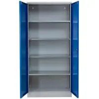 Proregal Stahlschrank BEE mit 10 lackierten Fachböden | HxBxT 195x92x42cm | Grau-Blau | Werkstattschrank Werkzeugschrank Aktenschrank Universalschrank