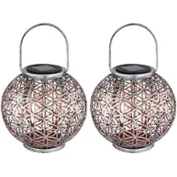 ETC Solar Lampe Outdoor Solarleuchte orientalisch LED Solar Laterne Außen, Lichteffekt Lebensblume, 1x LED warmweiß, DxH 20x29 cm, Terrasse Garten, 2er Set