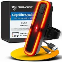 MIVELO Fahrrad Rücklicht mit Bremslicht – StVZO geprüft – USB-C Akku – IPX5 Wasserdicht – Für Rennrad, MTB & Gravelbike