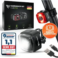 MIVELO - LED Fahrradlicht-Set - USB aufladbar - mit Bremslicht - Schwarz