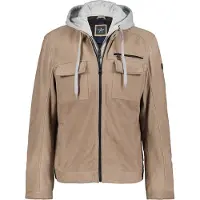 Donders 1860 Hideout Lederjacke mit Kapuze - Taupe