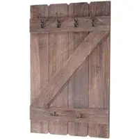 BERLINLODGE Wandgarderobe | HxBxT 91x60x10cm | 6 Haken | Braun shabby | Garderobe Garderobenpaneel