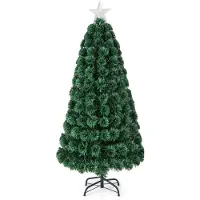 Costway Künstlicher Weihnachtsbaum - 150 cm - Grün - 170 LED-Lichter - Mit Stern & 8 Lichtebenen