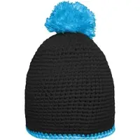 Myrtle beach Unisex Häkelmütze mit Kontrastrand und Pompon Bommel-Mütze MB7964