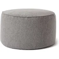 DS Produkte Lumaland Comfort Line Sitzsack-Hocker 25 x 45 cm - Indoor - Runder Sitzpouf, Bodenkissen Bean Bag Pouf - Hellgrau
