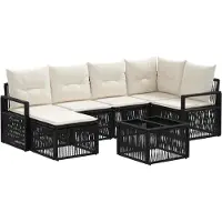 vidaXL Gartensofa-set 7 pcs Schwarz Poly-Rattan