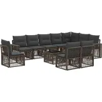 vidaXL Gartensofa-set 11 pcs Grau und Dunkelgrau Poly-Rattan