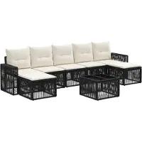 vidaXL Gartensofa-set 8 pcs Schwarz und Cremeweiß Poly-Rattan