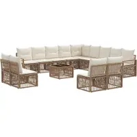 vidaXL Gartensofa-set 14 pcs Beige Poly-Rattan